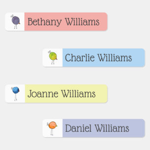 Etiquetas Aves Whimsical Coloridas