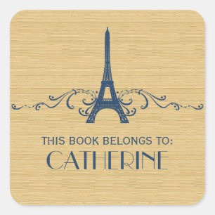 Etiquetas azuis do Bookplate do Flourish do
