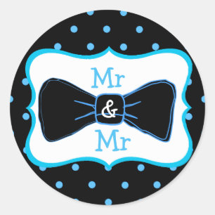 Etiquetas azuis do casamento do Sr. & do Mr Black