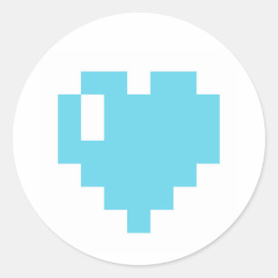 Etiquetas azuis do coração do pixel