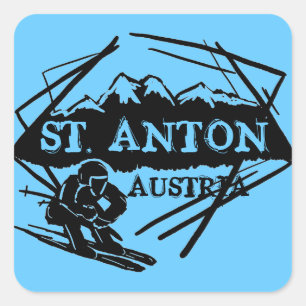Etiquetas azuis do logotipo do esqui do St. Anton