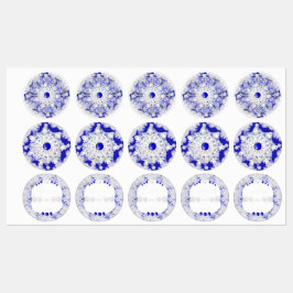 Etiquetas Azul de rendas cerâmicas de Grécia e floco de neve