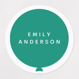 Etiquetas Balão Moderno | Nome Nursery School Kids Green ID