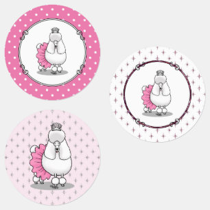 Etiquetas Balé Ballerina Princesa Cachorro (branco)