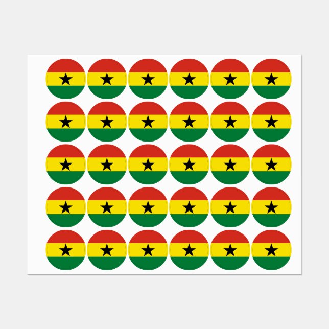 Etiquetas bandeira de Gana (Folha)