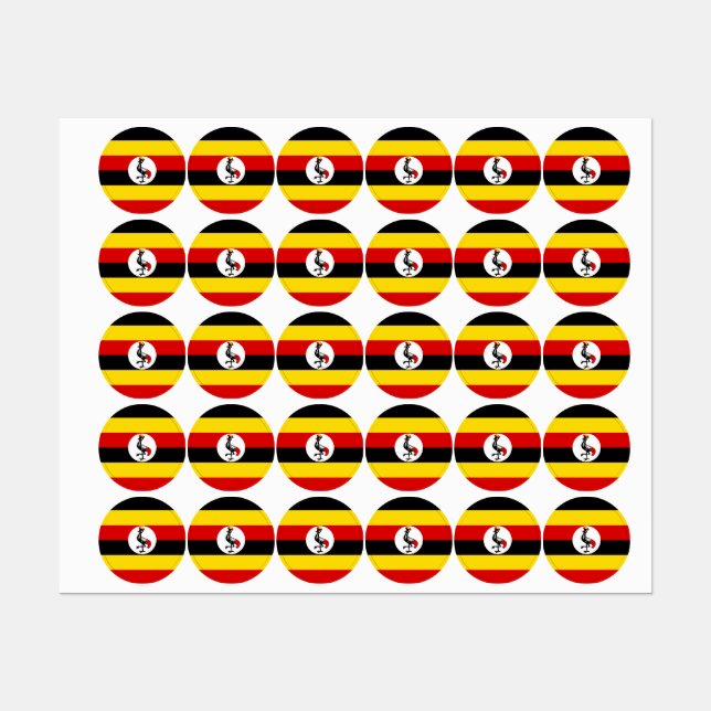 Etiquetas bandeira de Uganda (Folha)