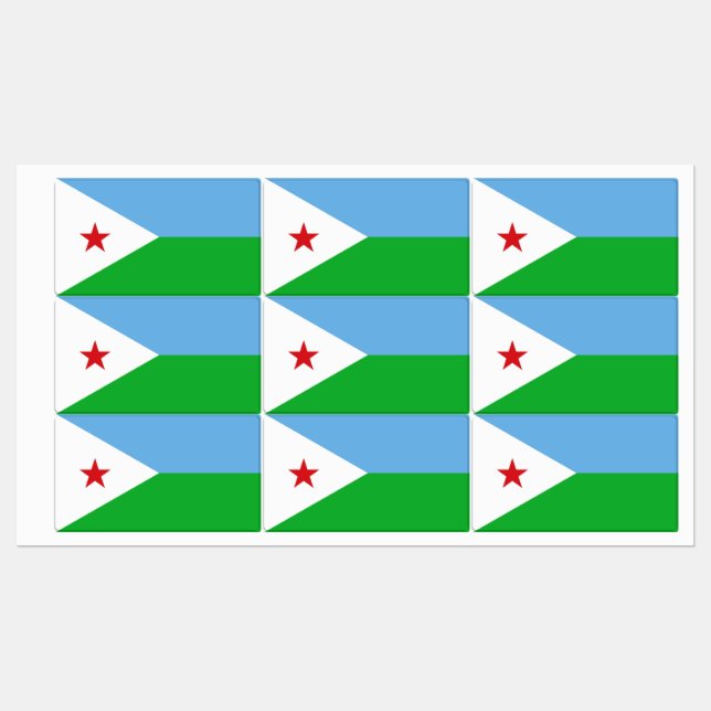 Etiquetas Bandeira do Djibuti (Folha)