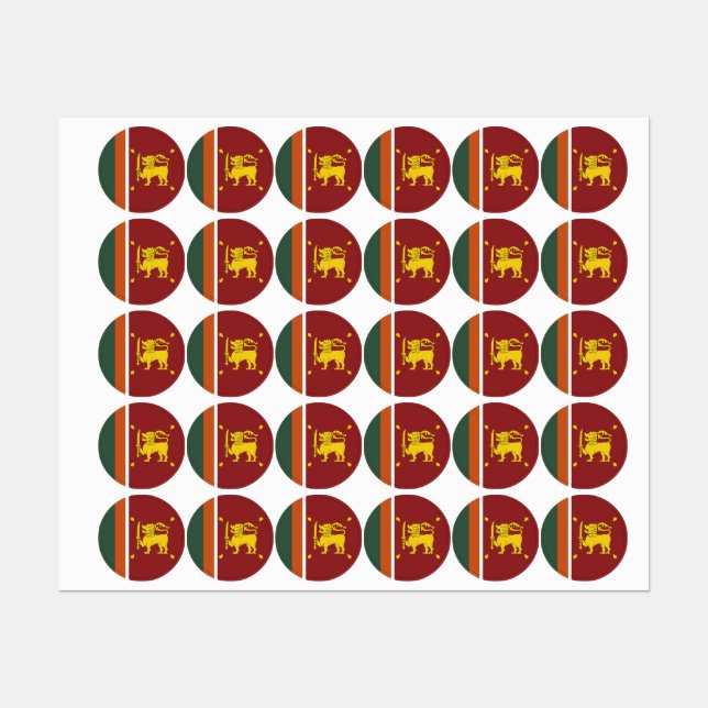 Etiquetas Bandeira do Sri Lanka (Folha)