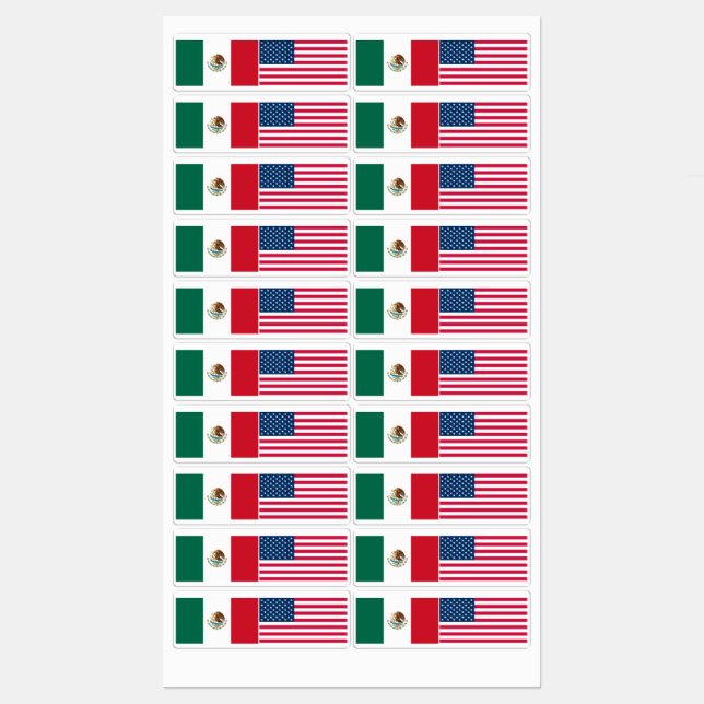 Etiquetas Bandeira mexicana e americana (Folha)