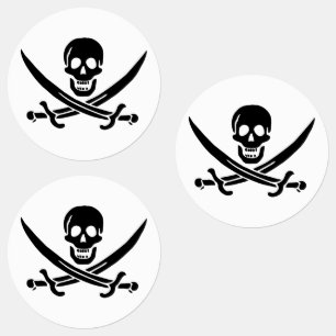 Etiquetas Bandeira Pirata Caveira Espadas Cruzadas