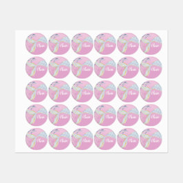 Etiquetas Bateria De Sereia Com Glitter Whimsical Sob O Mar