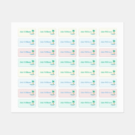 Etiquetas Beach Design Kids' Name Clothing School Labels