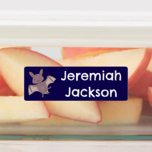 Etiquetas Bebê morcego fofo voando à noite cartoon personali