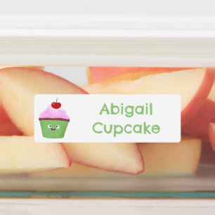 Etiquetas Bela animação de cupcake feliz personalizada