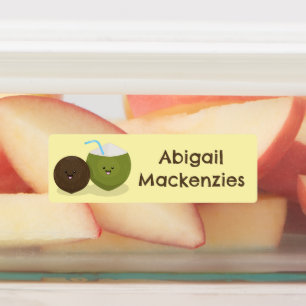 Etiquetas Bela e feliz desenho animado de cocos kawaii perso