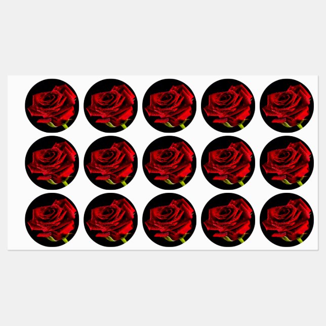 Etiquetas Bela rosa vermelha (Folha)