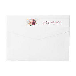 Etiquetas Blush Burgundy Floral String Luzes Casamento