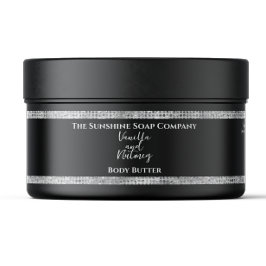 Etiquetas Body Butter Jar Label Black Silver Glitter