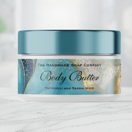 Etiquetas Body Butter Jar Label Blue Marble Gold Glitter