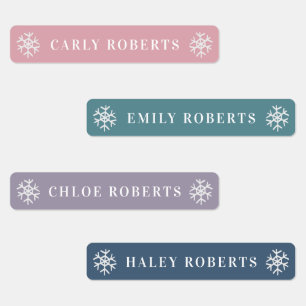 Etiquetas Boho Winter Snowflake Kids Name Labels à prova de 