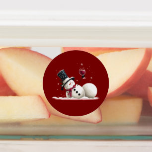 Etiquetas Boneco de Neve Com Presente de Natal com Vinho Fér