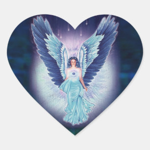 Etiquetas bonitas do coração do anjo azul de
