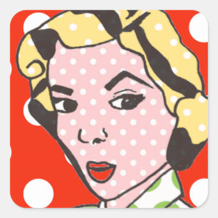 Etiquetas bonito do pop art da senhora Retro