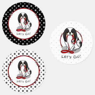 Etiquetas Bonito Vamos Lá! Cão Chinês Japonês (tri-color 1)