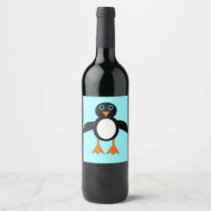 Etiquetas bonitos da garrafa de vinho do pinguim