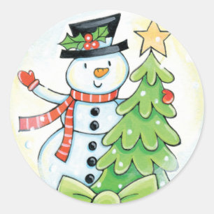 Etiquetas bonitos do boneco de neve do Natal