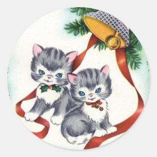 Etiquetas bonitos do Natal dos gatinhos do vintage