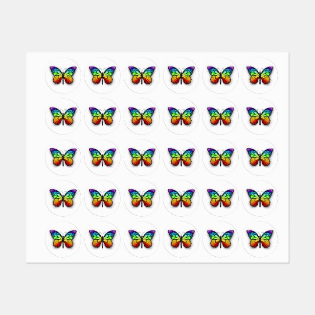 Etiquetas Borboleta-arco-íris Monarca (Folha)