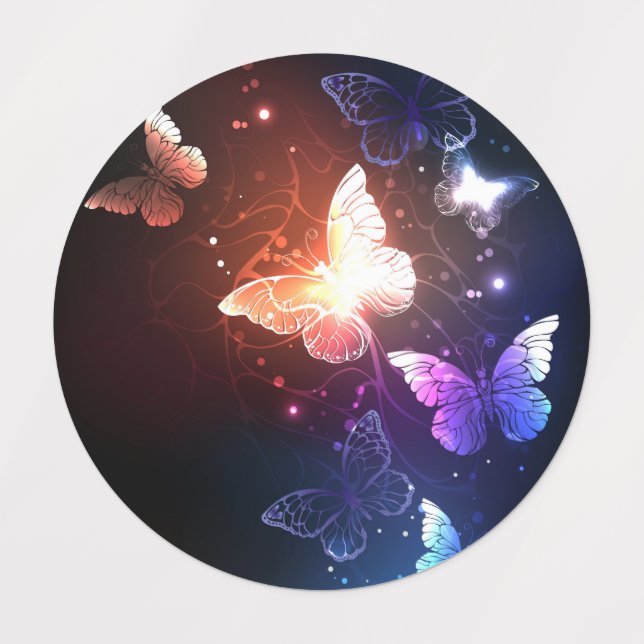 Etiquetas Borboletas noturnas brilhantes (Design 1)