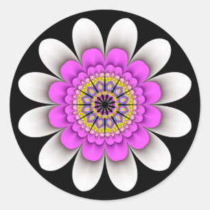 Etiquetas brancas de flower power do Fractal