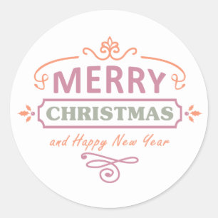 Etiquetas brancas do feliz ano novo do Feliz Natal