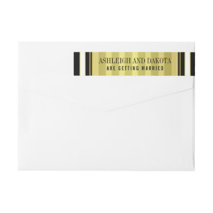 Etiquetas Branco preto & o ouro listram o casamento