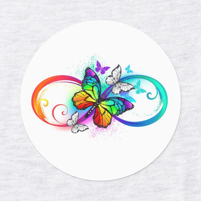 Etiquetas Bright infinity with rainbow butterfly (Design 1)
