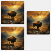 Buffalo Bison Sunset Silhouette