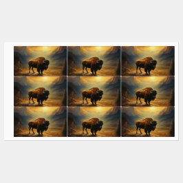 Etiquetas Buffalo Bison Sunset Silhouette