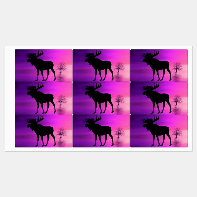 Etiquetas Bull Moose Silhouette (Folha)