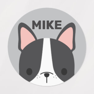 Etiquetas Bulldog Francês Bonito com Nome Personalizado