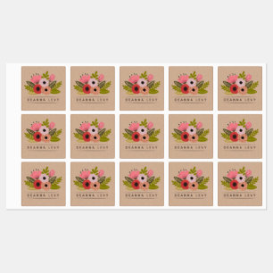 Etiquetas Buquê Floral Personalizável Editável