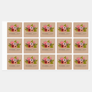 Etiquetas Buquê Floral Personalizável Editável
