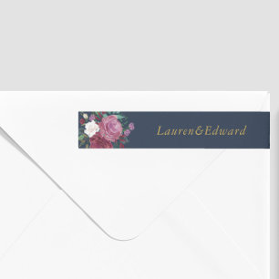 Etiquetas Burgundy Red Blooms Boho Wedding Return Address