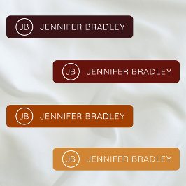 Etiquetas Burgundy Vermelho Laranja Bege Monograma Nome Pers