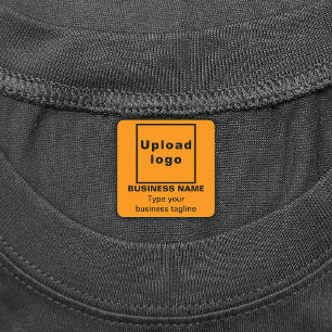Etiquetas Business Tagline on Orange Color Square Iron On