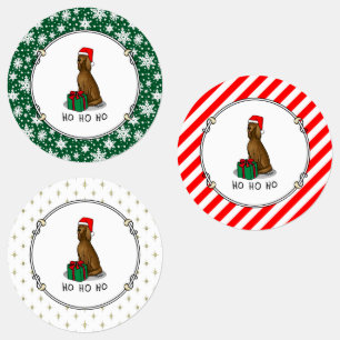 Etiquetas Cachorro Irlandês de Natal Santa Hat (vermelho 1)