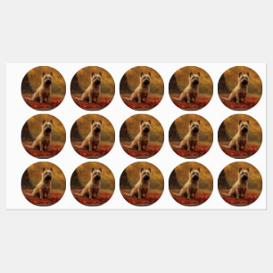 Etiquetas Cairn Terrier nas Folhas de Outono Caem Inspiração