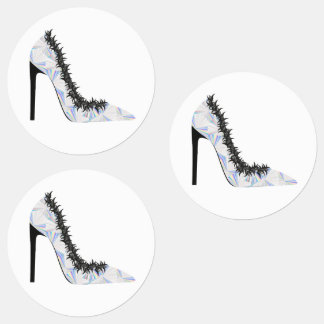 Etiquetas Calçado de salto alto com efeito holográfico