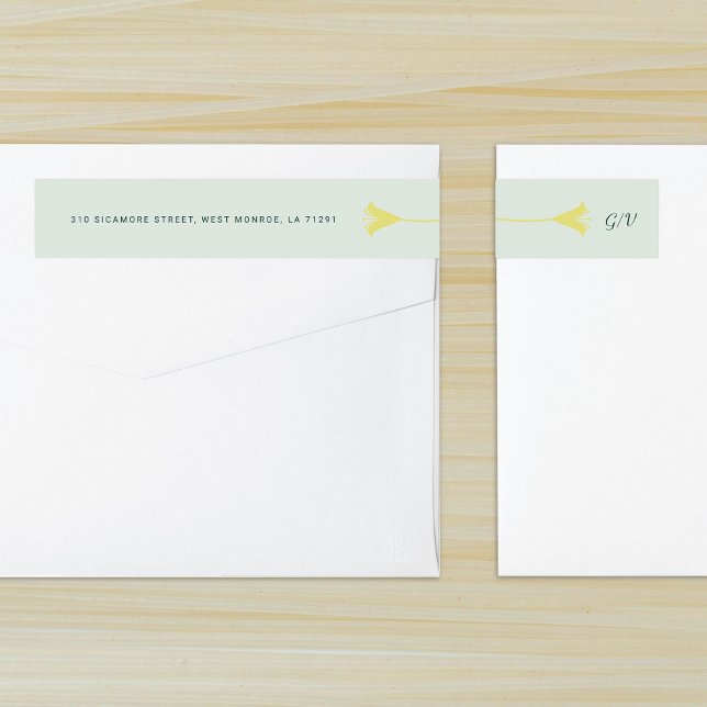 Etiquetas Calligraphy Monogram Lily Wedding (Criador carregado)